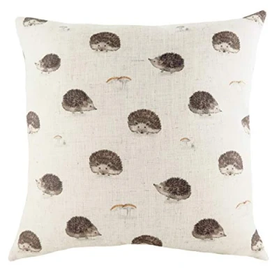 Image of Evans Lichfield Oakwood Hedgehogs Repeat Polyester Filled Cushion, Multi, 43 x cm
