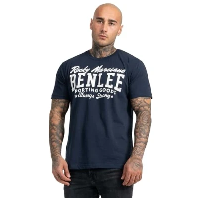 Image of Benlee Rocky Marciano Men&#039;s Retro Logo Regular Fit T Shirt Dark Navy, 2X Large