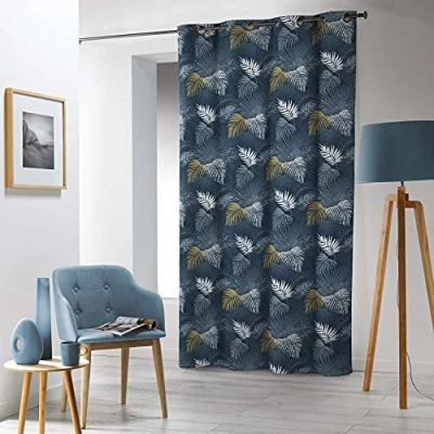 Image of Douceur d&#039;Interieur 140 x 240 cm Eyelet Curtains, Blue