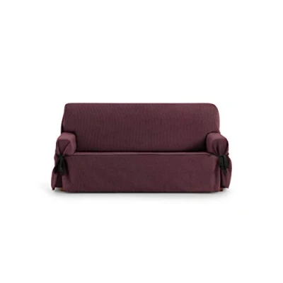 Image of Eysa Rabat adjustable universal sofa cover with ties 3 seaters color 08/bordeaux