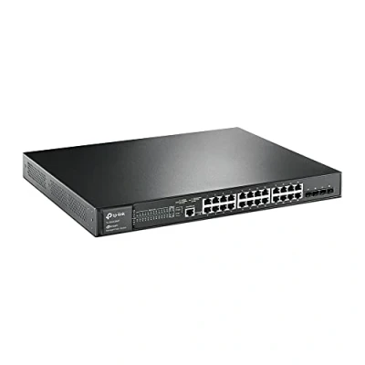 Image of TP Link JetStream 28 Port Gigabit L2+Managed Switch with 24 PoE+, Supports PoE+ ports and 4 SFP Slots, 384W Budget, Rackmount (TL SG3428MP)