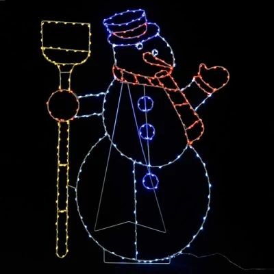 Image of Mr Crimbo Large Christmas Silhouette Light Multicolour Static Metal Frame Garden Outdoor Decoration Snowman