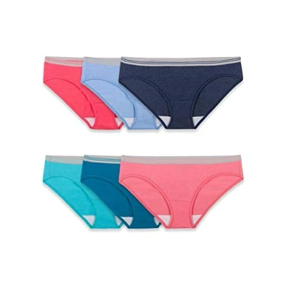 Image of Fruit of the Loom Women&#039;s 6 Pack Heather Low Rise Hipster Panties, Assorted Colors Multi S