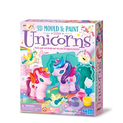 Image of 4M Mould and Paint 3D Unicorns Mould, Design Magical Kids Age 3+, Pink