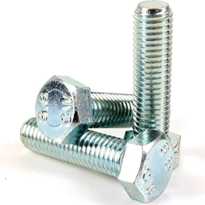 Image of 5X BZP Hex Head Bolts M12 x 40mm Fully Threaded Hexagon Zinc Plated Steel Din 933