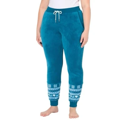 Image of Ulla Popken Womenswear Plus Size Curvy Alpine Stripe Motif Loungewear Pants Sapphire 50+ 834555763