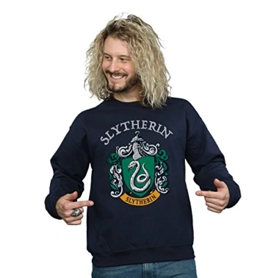 Image of Harry Potter Men&#039;s Slytherin Crest Sweatshirt Forest Green Large