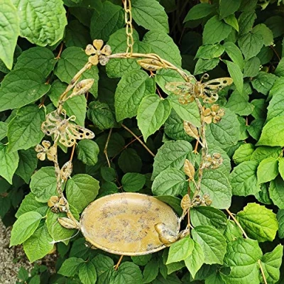 Image of Ascalon Hanging Butterfly and Flowers Bird Feeder Dish