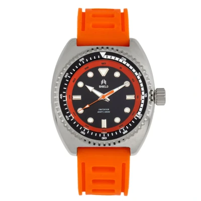Image of Shield Dreyer Mens Diver Strap Watch Orange Stainless Steel One Size