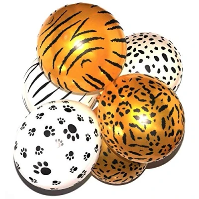 Image of Happium Jungle Safari Animals Balloons, 10 pcs 12 Inch Latex Animal Balloons for Theme Birthday Party Decorations