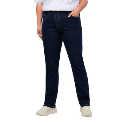 Image of Ulla Popken Women&#039;s Jeans Regular Fit Stretch, K Trouser, Blue Denim, 18