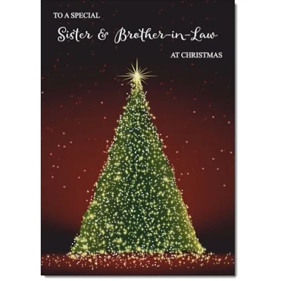 Image of doodlecards Sister and Brother in Law Christmas Card Green Tree Medium Size for &amp; with Plain Envelope