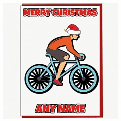 Image of AK Giftshop Personalised Cyclist Christmas Card