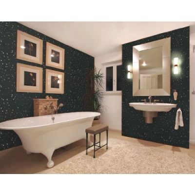 Image of Bathroom Cladding 5mm Black Diamond Stone Wall Panels &amp; ceiling AKA Sparkle. Tongue and Grooved Ideal for your bath/shower walls going over tiles on 100% waterproof