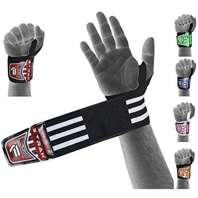 Image of EMRAH &#039;&#039;HEAVY DUTY&#039;&#039; Weight Lifting Wrist Wraps Gym Straps Bodybuilding Training Workout Exercise (Black)
