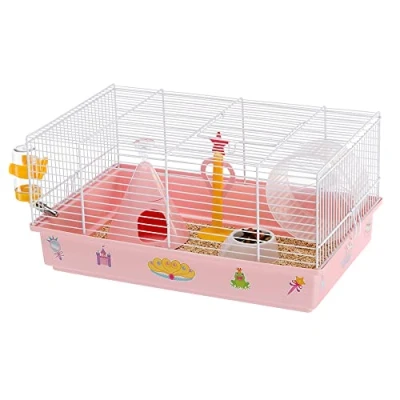 Image of Ferplast CRICETI 9 Themed Hamster Cage Princess Design for Kids Fully Equipped, Comfortable Interactive Habitat, Exercise Wheel &amp; Accessories Included Easy Clean, 46x29,5xh23cm