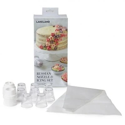 Image of Lakeland Russian Nozzle Icing Set 8 Nozzles and 3 Piping Bags