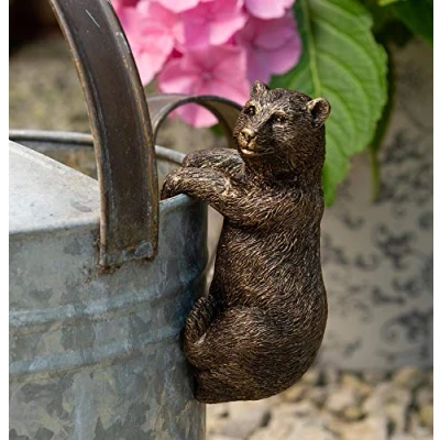 Image of Pot Buddies Handmade Brown Bear Figure Plant Hanger Decorative Hanging Garden Ornament Flower Planter Figurine