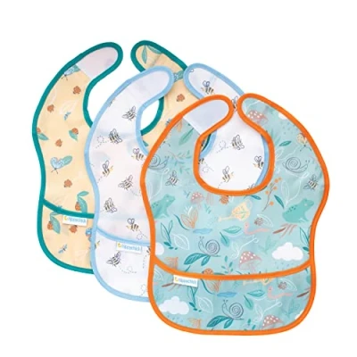 Image of Hippychick Baby Weaning Bib, Waterproof Bibs With Pockets, For 6 24 Months, Little Bib 3 Pack English Garden