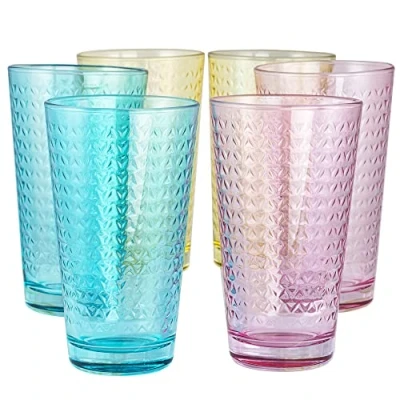 Image of TREND FOR HOME Tumbler Set of 6, 360 ml, Soda Lime Glass, Geometric Triangles Pattern, Optical Illusion Not Dishwasher Safe, Made in European Union