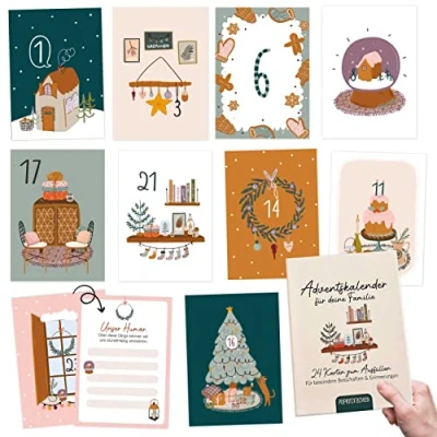 Image of Papierdrachen Card Advent Calendar to Design Yourself and Gift for the Whole Family 24 Postcards Idea in Pre Christmas Period with Loving Motifs Set 10
