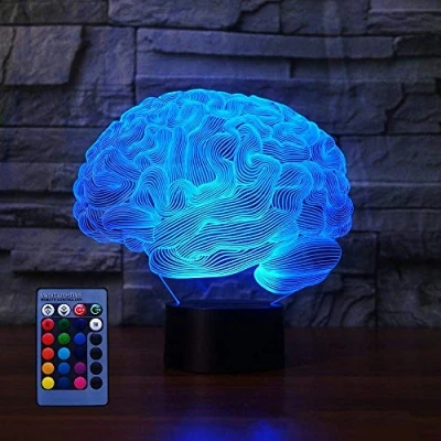 Image of HPBN8 Ltd Creative 3D Brain Night Light USB Powered Remote Control Touch Switch Decor Table Desk Lamp 7/16 Color Changing Lights LED Xmas Home Love Brithday Room Decoration