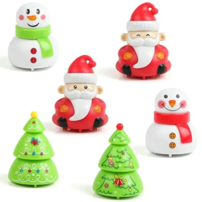 Image of VEYLIN 12 Pack Christmas Pull Back Toys Assortments Vehicle Stocking Stuffers for Kids Party Bag Fillers