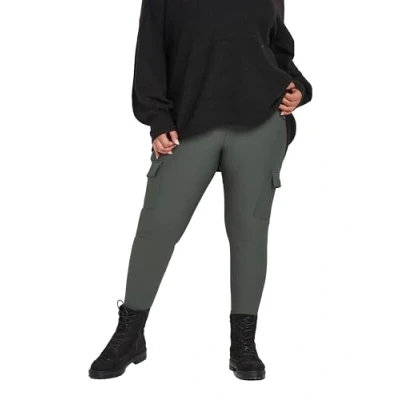 Image of Yours Curve Charcoal Ribbed Cargo Leggings Women&#039;s Plus Size