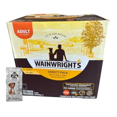 Image of AETN Creations Bundle of Wet Adult Dog Food Variety Pack, 16x150g Chicken and Lamb, Bundled with Jerky Treat, Balanced Nutrition