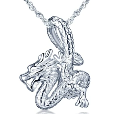 Image of Infinite U Cool Women&#039;s Dragon Pendant 925 Sterling Silver Necklace with Chain