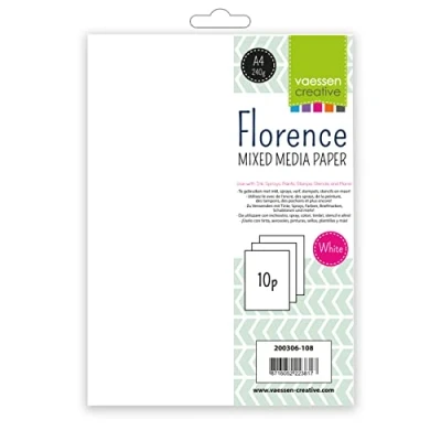 Image of Florence Mixed Media Paper A4 10 Sheets White 240 GSM Watercolour for Wet and Dry Techniques