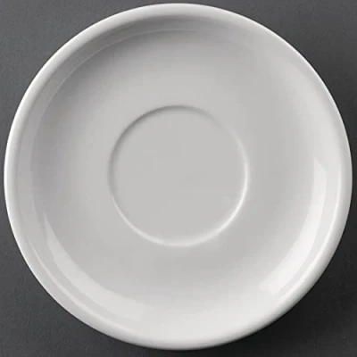 Image of Olympia Athena Saucers 145 mm/5.75 inch (Pack of 24), White Porcelain, Fits Cups CC201, GG870 and CC200, Catering Equipment, Chip Resistant, Microwave / Dishwasher Safe, CC202