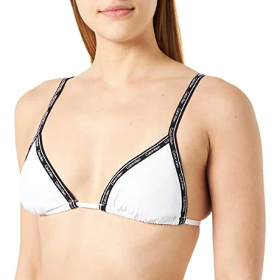 Image of Calvin Klein Swimwear Triangle Bikini top, Women&#039;s, Size: XL, Classic white