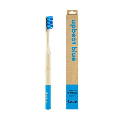Image of f.e.t.e Upbeat Blue Bamboo Toothbrush Biodegradable &amp; Compostable Handle Recyclable Medium Bristles Sustainable Vegan