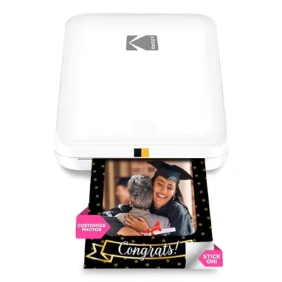 Image of KODAK Step Slim Instant Smartphone Photo Printer Portable Sleek Color Wireless Mobile Zink 2x3 Inch Sticky Back Photos Print from iOS &amp; Android Devices with Bluetooth w/the Fun App White
