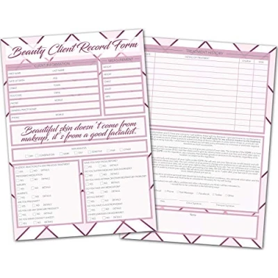 Image of Beauty Client Cards GDPR Large A5 Size Salon and Therapist Customer Consultation Record Paper Agenda Essentials Profile Recording Forms Data Protection Pack of (100)