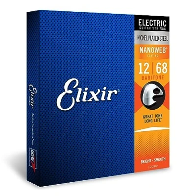 Image of Elixir 12302 Strings Electric Guitar w NANOWEB Coating, Baritone (.012 .068)