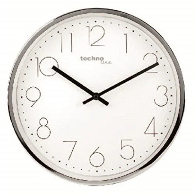 Image of Technoline WT 7210 Modern Filigree Wall Clock with Elegant Metal Frame, Chrome, Metal, Silver, 30 x 4.5 cm