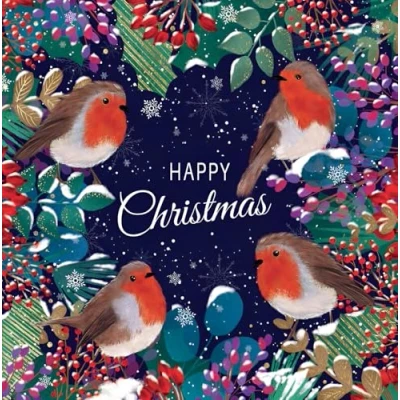 Image of Noel Tatt Charity Christmas Cards Pack of 10 with 2 Garden Birds and Foliage Designs Eco Friendly Xmas Multipack Envelopes