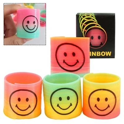 Image of HOVUK 4x Smiley Mini Springs Toys 3.5cm Plastic Coil Spring Toy Unisex Fun Kids Party Basket Supplies Sensory for Children 3+Years