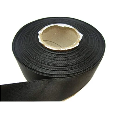 Image of 2 metres x 38mm Satin Ribbon Double Sided 38 mm 3.8cm A+ (Black)