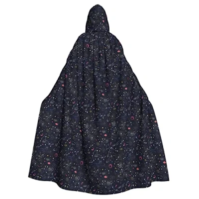 Image of Wurton Constellation Star Clusters Galaxies Carnival Hooded Cape For Adults, Witch And Vampire Cosplay Costume Cloak,Suitable Parties
