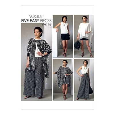 Image of Vogue Patterns 9191, Misses Poncho,Top,Shorts and Pants,Sizes, Canvas, Multicoloured, ZZ (LRG XLG XXL)