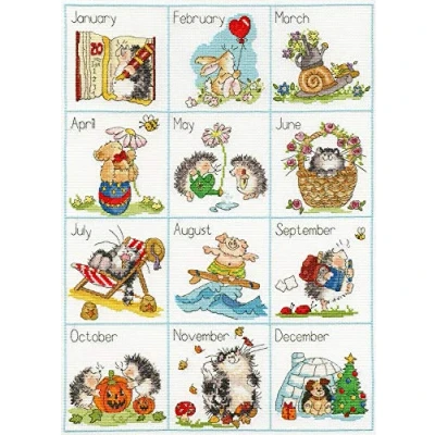 Image of Bothy Threads Cross Stitch Kit Calendar Creatures