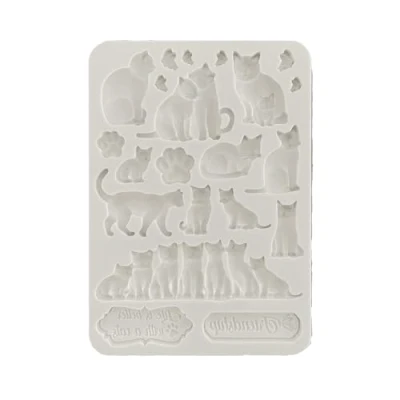 Image of Stamperia International KFT Silicon Mould A5 Orchids Cats, Grey, 6 x 8 in