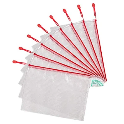 Image of Tarifold Fr 509003 Plastic Wallets A4 Zip Document Transparent for Office, Travel, School, Home, Colour Red