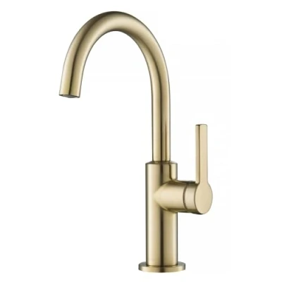 Image of Kraus KPF 2822SFACB Oletto Single Handle Kitchen Bar Faucet, 12 Inch, Antique Champagne Bronze