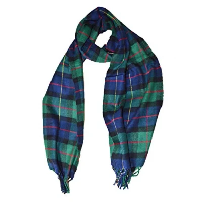 Image of Super Soft Check Cashmere Feel Tartan Scarf Scarves for Men Men`s (Navy Green)
