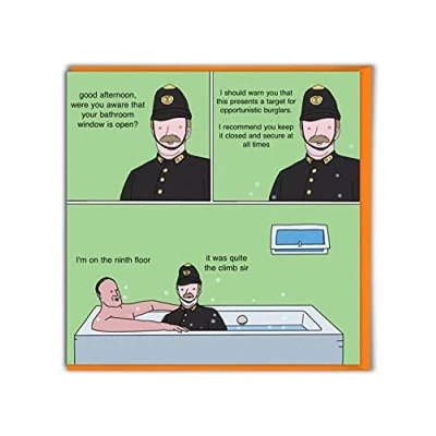 Image of Brainbox Candy Funny Birthday Card &#039;Open Window&#039; Otherwhats Hilarious Illustration Cartoonist Silly Cheeky Cards For Him Her Men Women Friends Mates