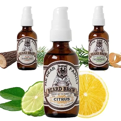 Image of Natural Beard Oil for Men Scented Moisturiser Contains Hydrating Jojoba + Argan Nourishing Mens Softener Healthier Hair Growth (Citrus, 60ml)